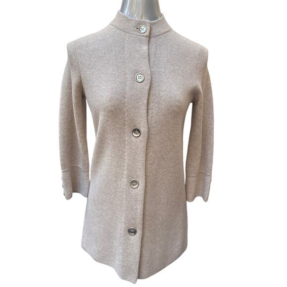 J McLaughlin Cashmere Coatigan Sweater Women's Size XS Light Brown Tan - Picture 1 of 5
